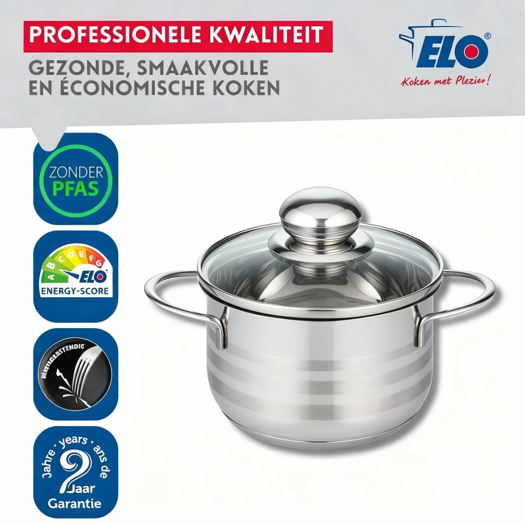 Fackelmann Elo 2221626 Braadpan Inductie 16cm - RVS - Met deksel - afbeelding 6 van 6
