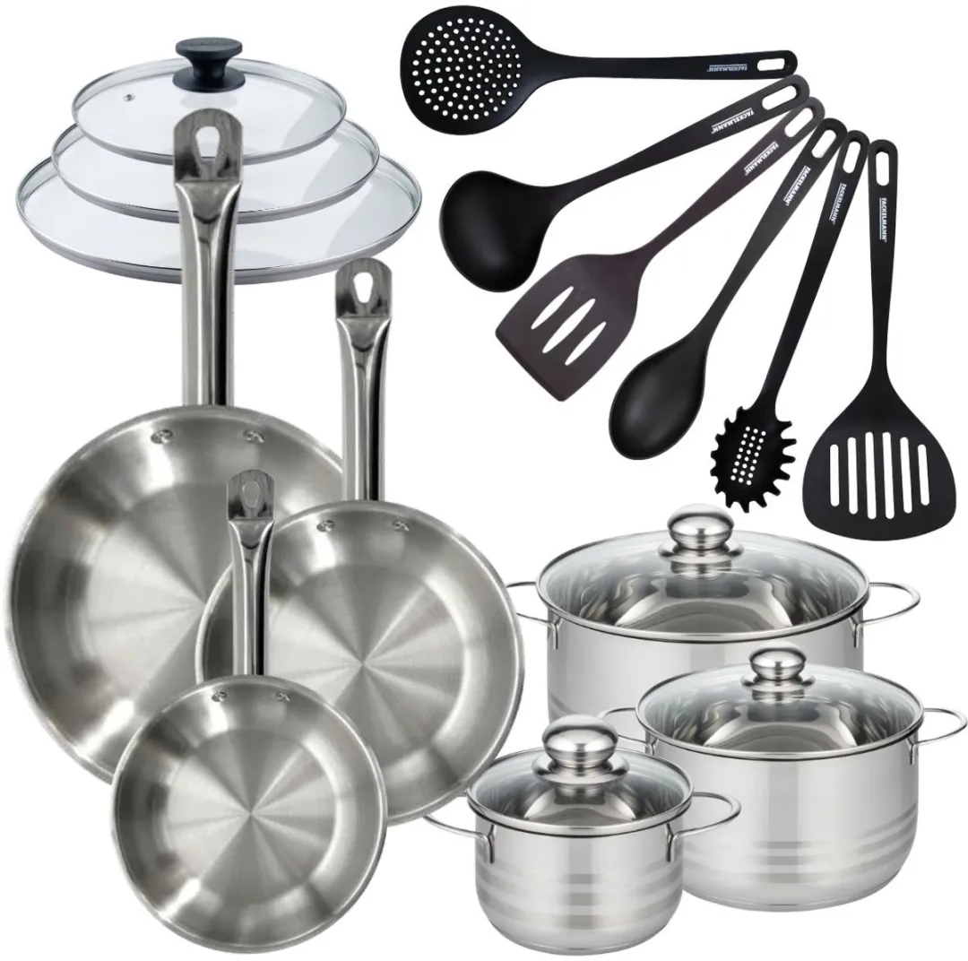 Fackelmann 9353050 Kookset - 3 Pannen 20/24/28cm + 3 Potten 16/20/24cm - Roestvrij staal