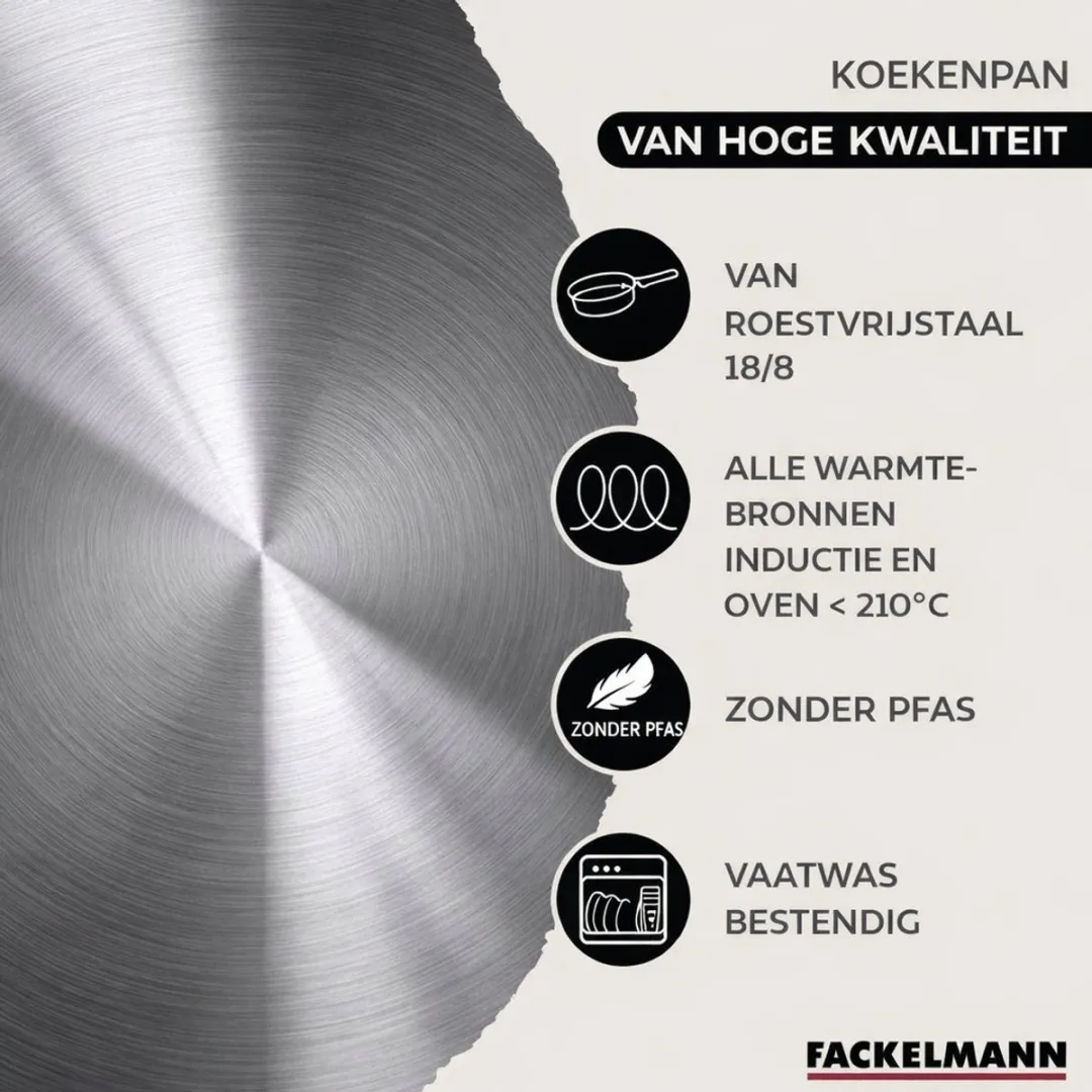 Fackelmann 9351850 Kookset - 5 Pannen 16-24cm - Roestvrij staal