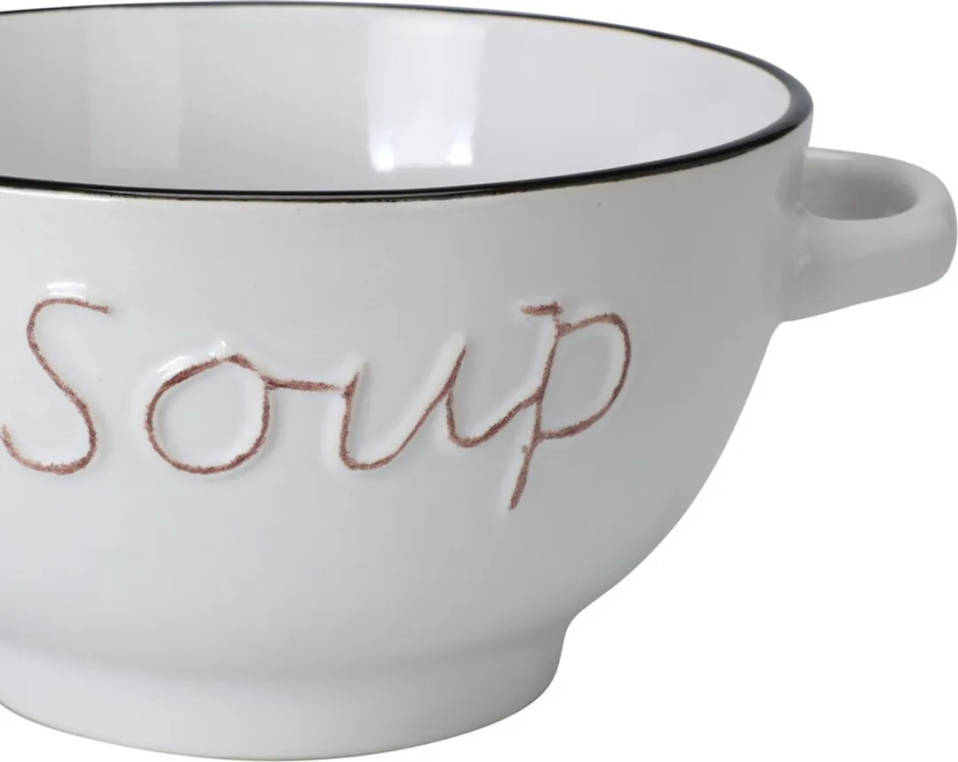 Excellent Houseware Soepkommen Gres - D14cm H78cm Wit