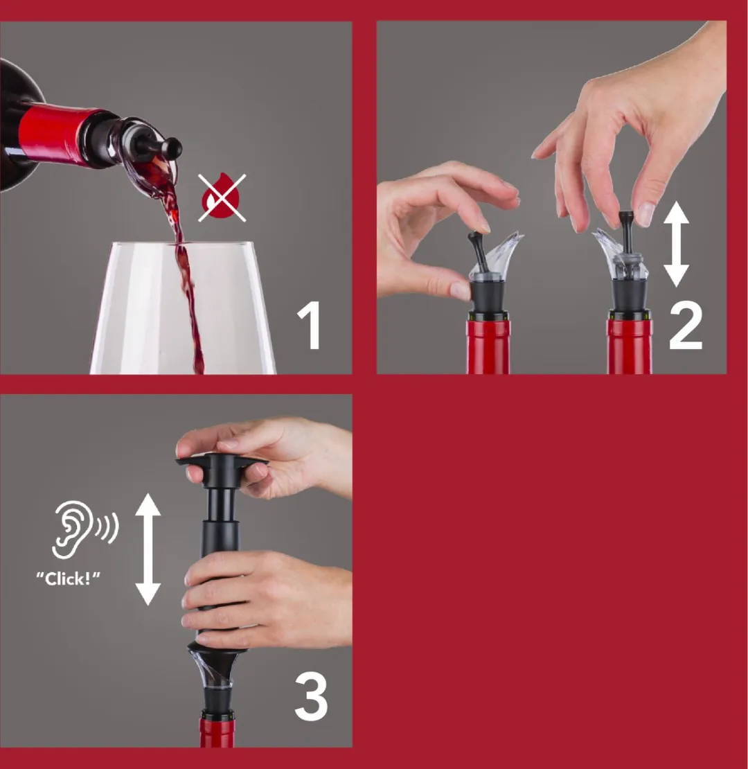 VacuVin Wine Saver & Stopper Set - 2 Stuks - Zwart