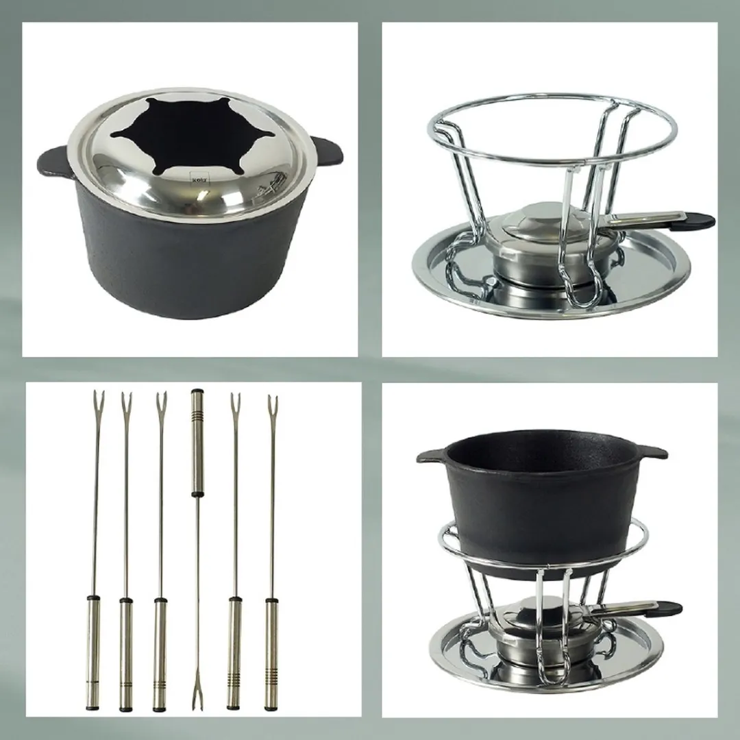 Kela Fondueset Comore Gietijzer 20cm - Zwart
