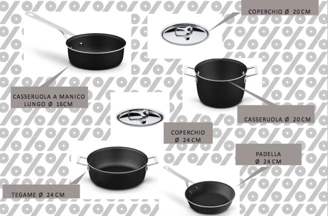 Alessi Jasper Morrison Pannenset AJM100S6 A - 4-delig - Zwart