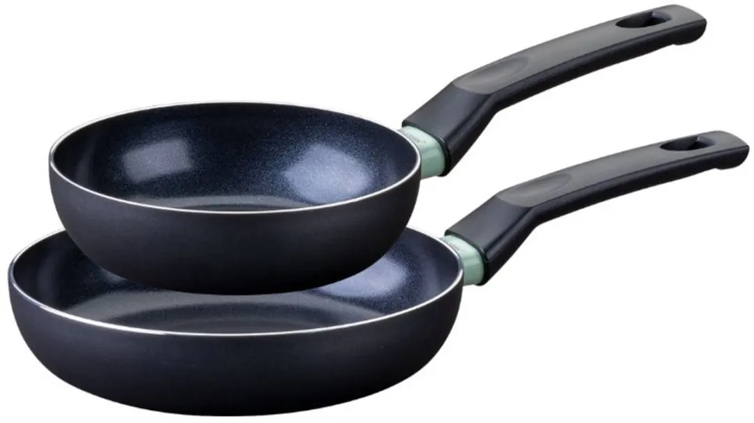 Fackelmann 9429150 Anti-Aanbakpan Set 16+20cm - Keramisch - Zwart/ Groen