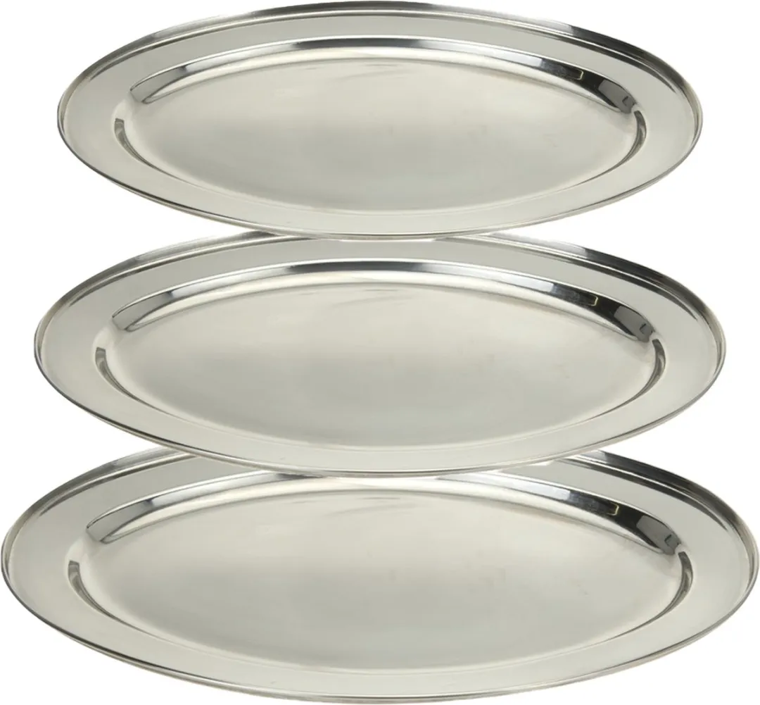 Excellent Houseware RVS Serveerschaal Set 3 Stuks