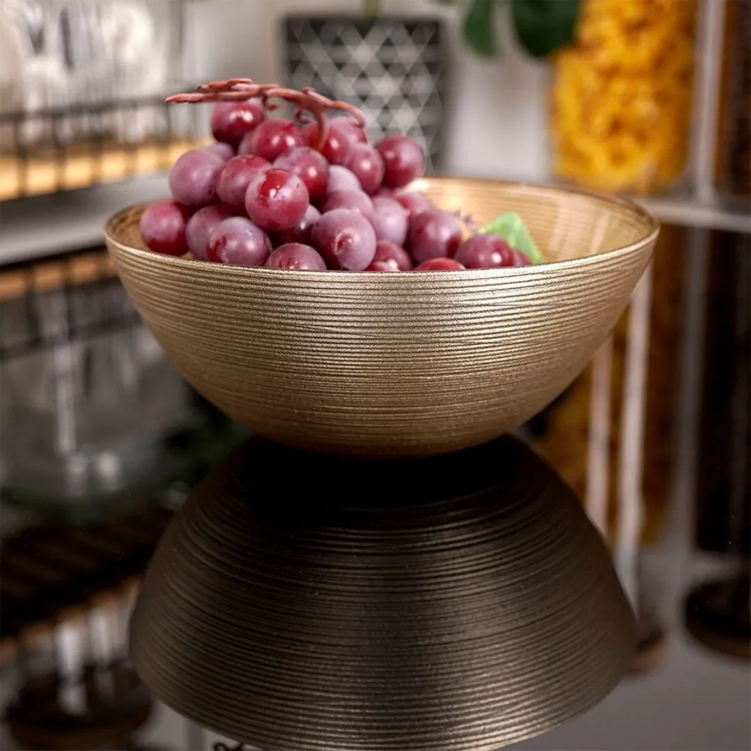 Excellent Houseware Athene Glazen Kommetjes - D15 x H6cm - Goud - 1 Stuk