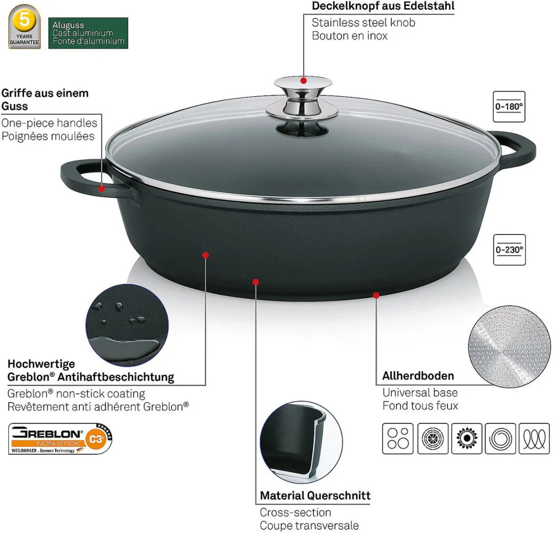 Kela Kerros Braadpan 36cm - 7L - Zwart