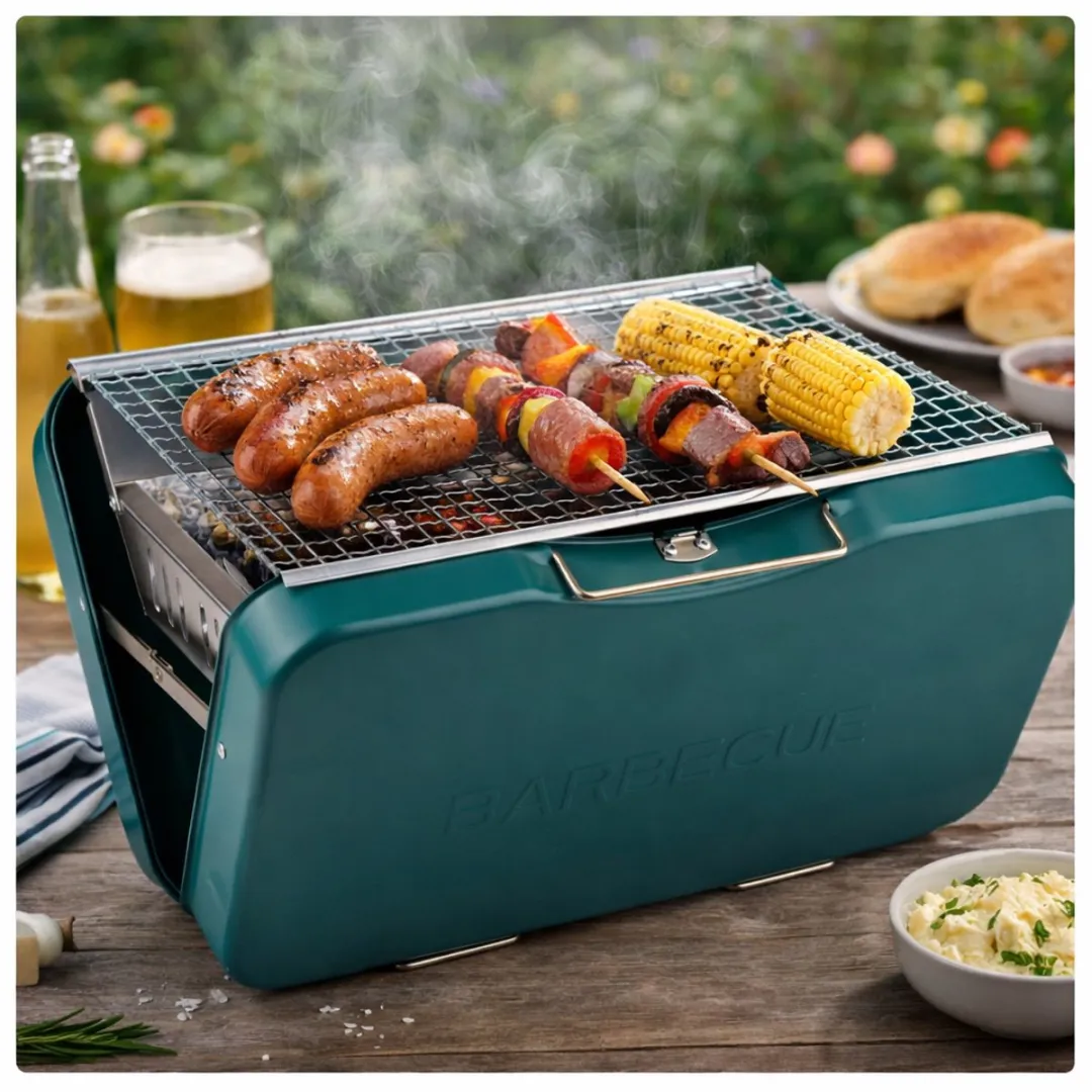 Alpina Opvouwbare Houtskoolbarbecue 35cm - Groen