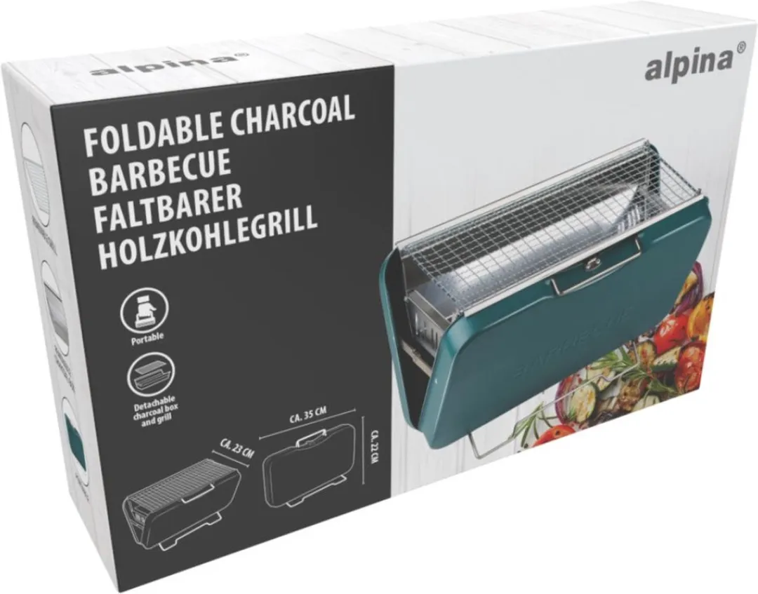 Alpina Opvouwbare Houtskoolbarbecue 35cm - Groen - afbeelding 6 van 6