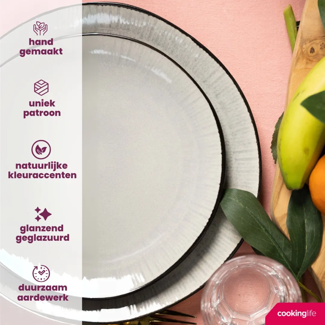 Cookinglife Dinerborden Nola Grijs - 6 Stuks Ø27cm