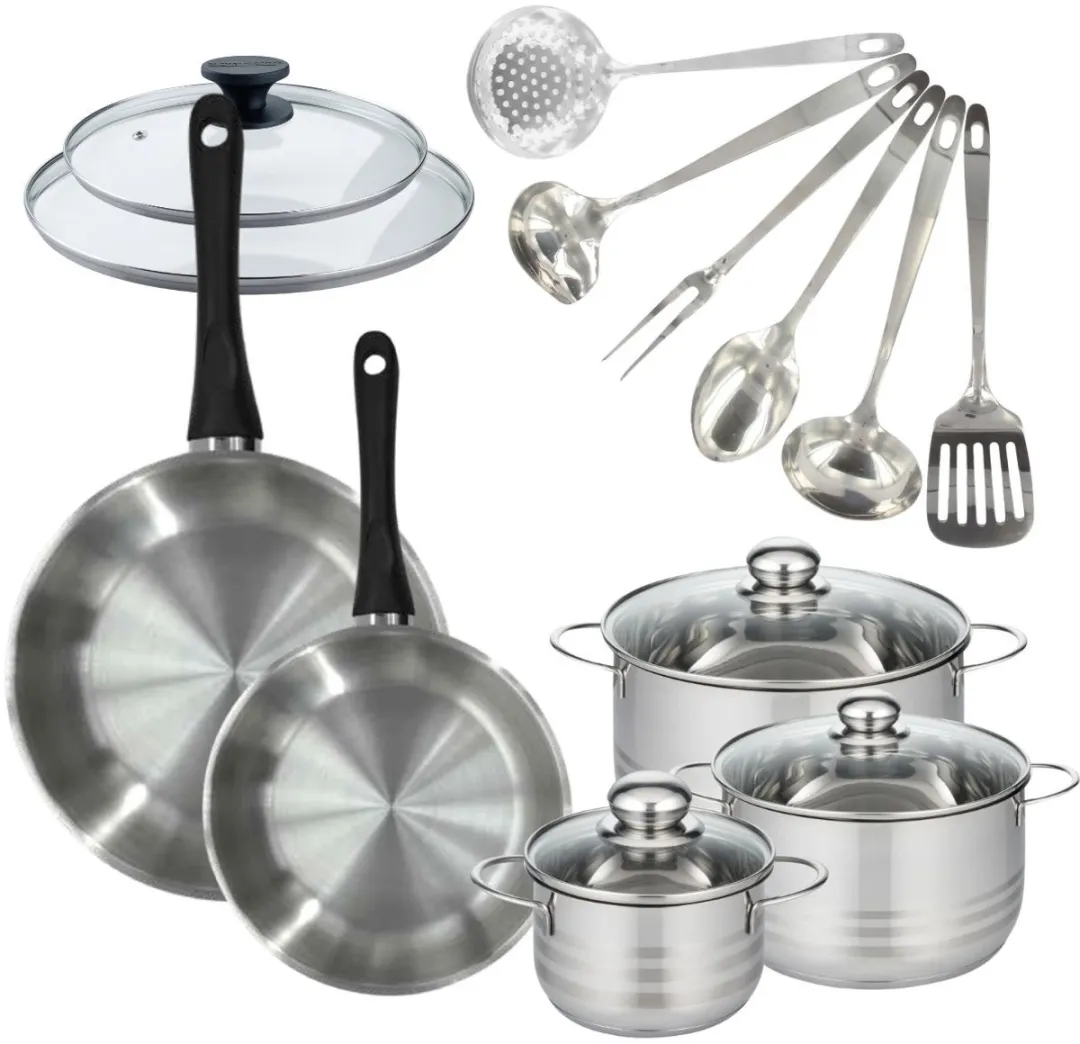 Fackelmann 9359250 Kookset - 2 Pannen & 3 Potten - 16-28cm - Roestvrij Staal