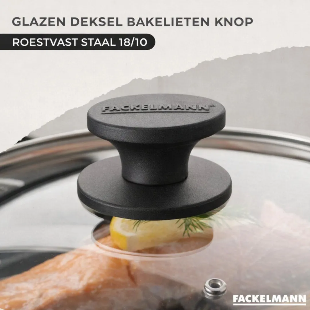 Fackelmann 9359250 Kookset - 2 Pannen & 3 Potten - 16-28cm - Roestvrij Staal - afbeelding 6 van 6