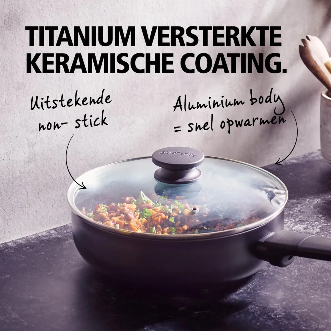 Brabantia VANTA Hapjespan 24cm - Keramisch Antiaanbak - Inductie - Zwart
