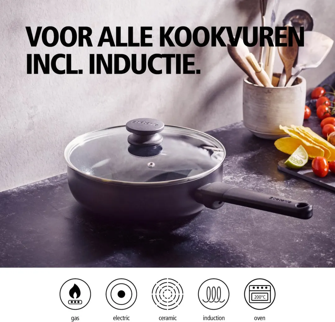 Brabantia VANTA Hapjespan 24cm - Keramisch Antiaanbak - Inductie - Zwart