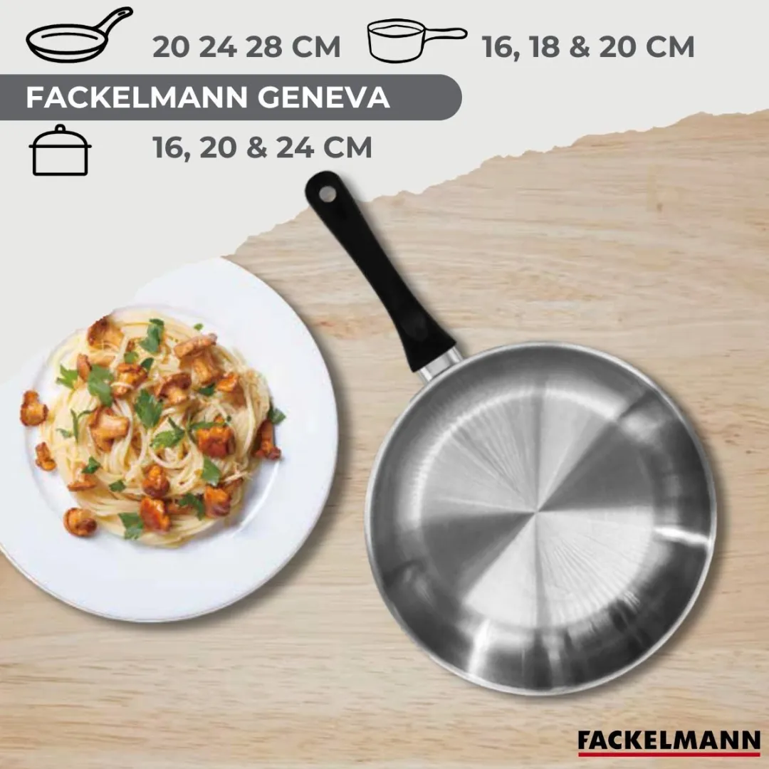 Fackelmann 9357450B88 Set Roestvrij Staal Pannen - 3 Stuks 20/24/28cm + 3 Stuks 12/16/20cm