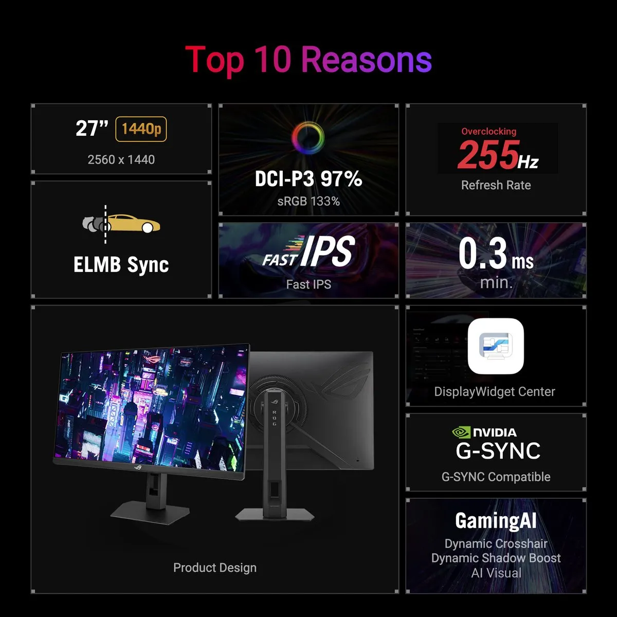 ASUS ROG Strix XG27ACMES Gaming Monitor 27" QHD 255Hz