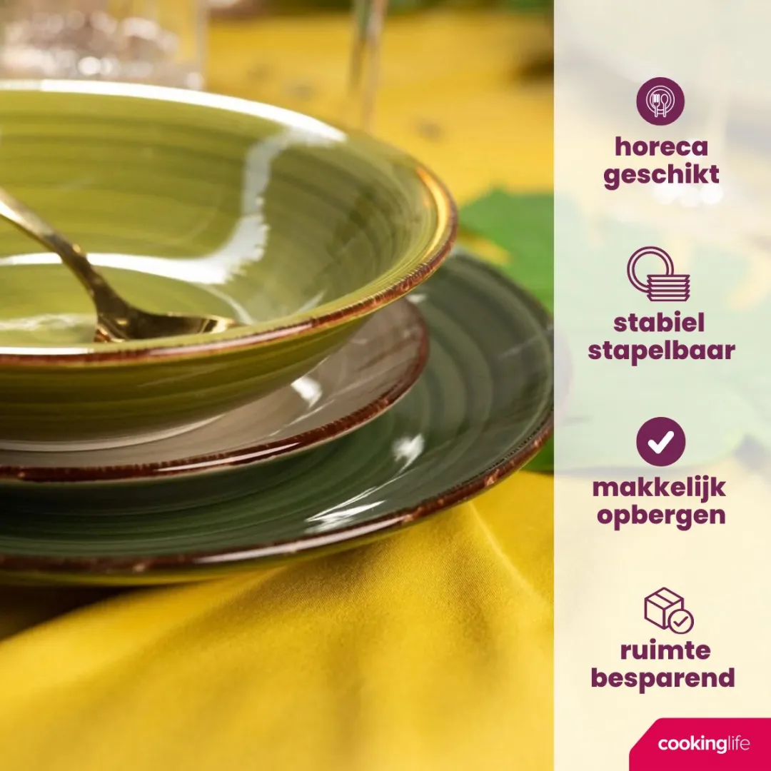 Cookinglife Delice Ontbijtborden - 6 Stuks - ø19cm - Groen