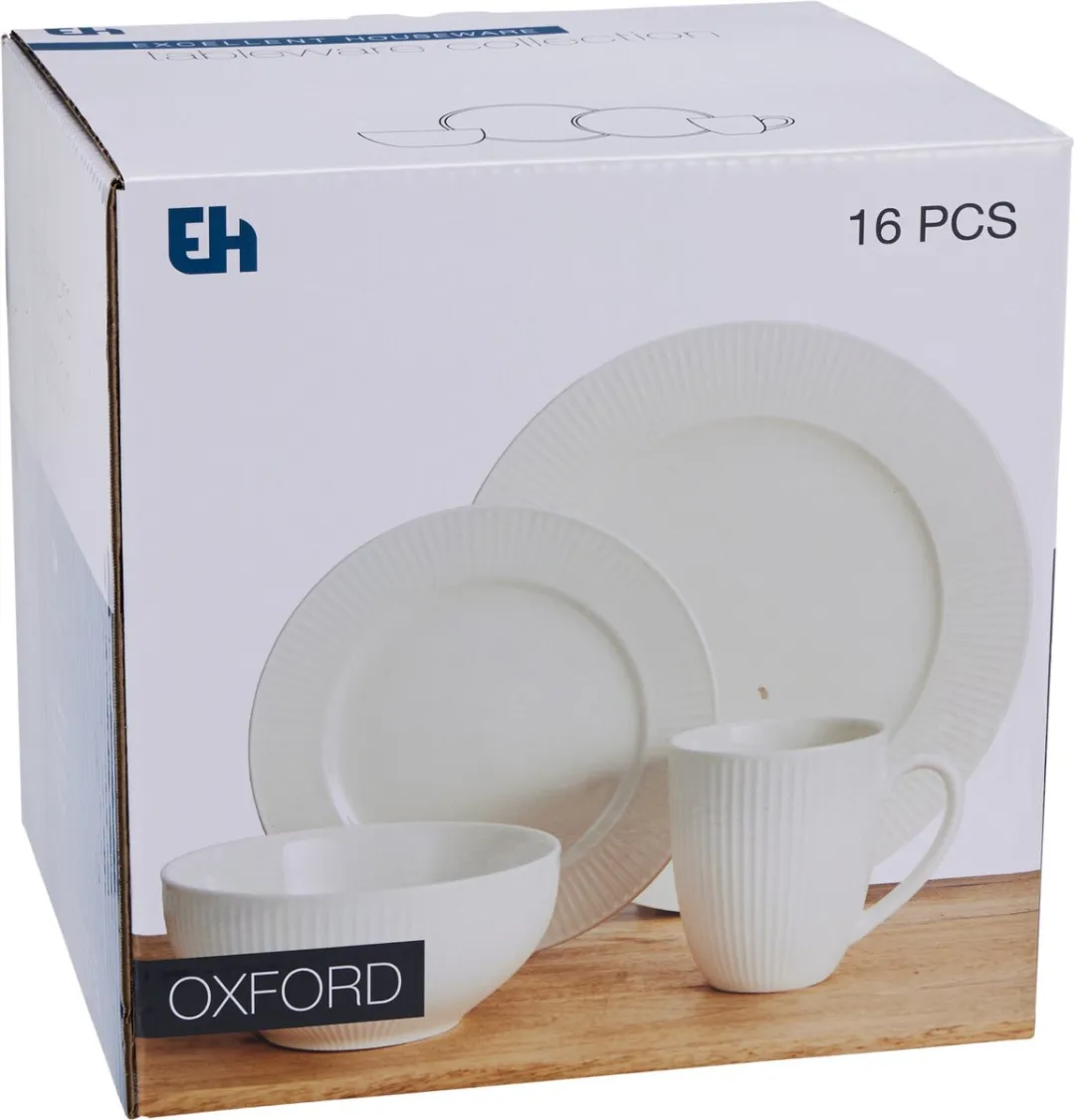 Excellent Houseware Oxford Servies 16-delig - Wit