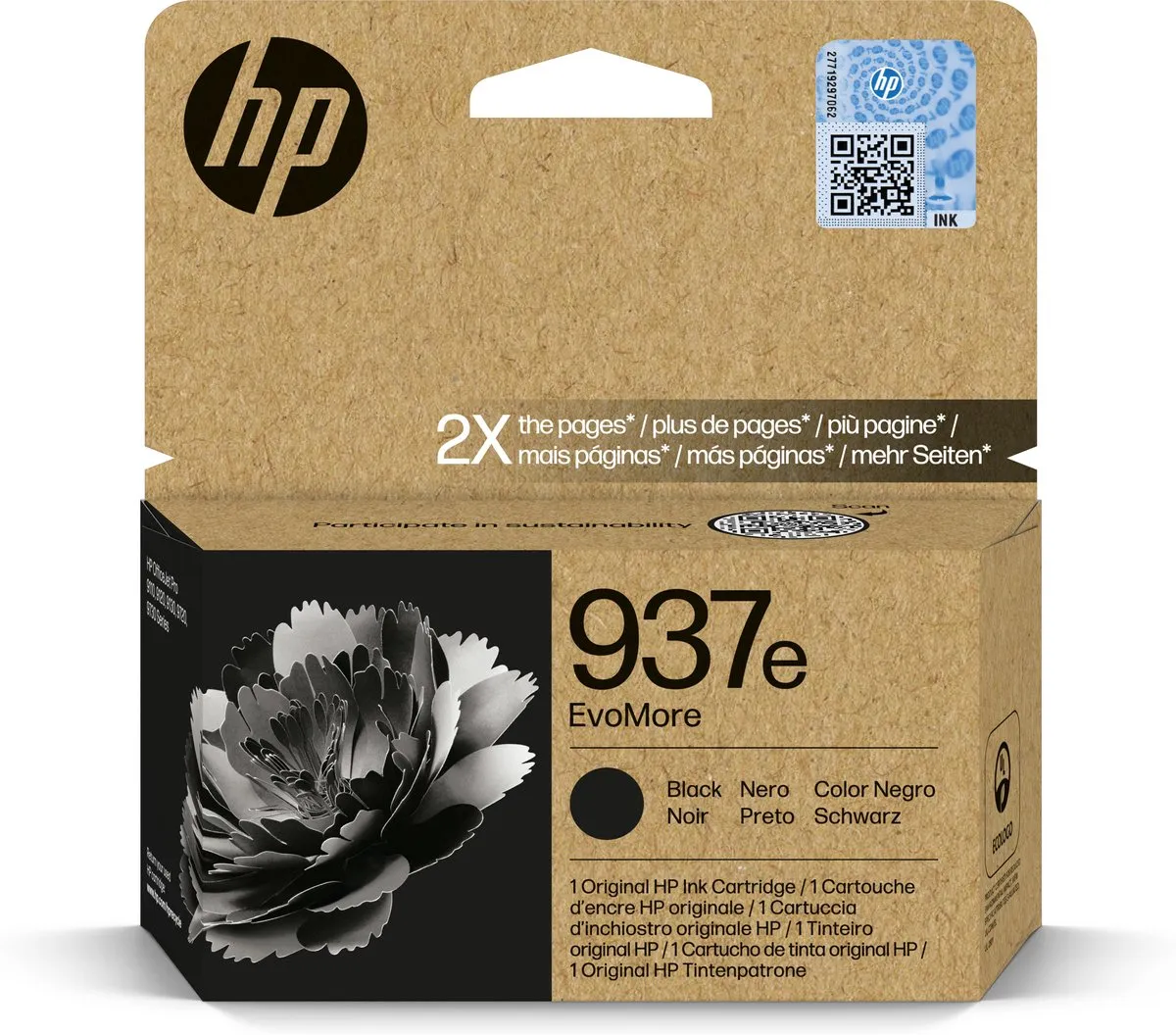 HP 937e EvoMore Inktcartridge Zwart