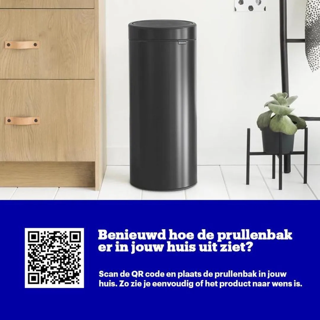 Brabantia Touch Bin Prullenbak 30L - Matt Black