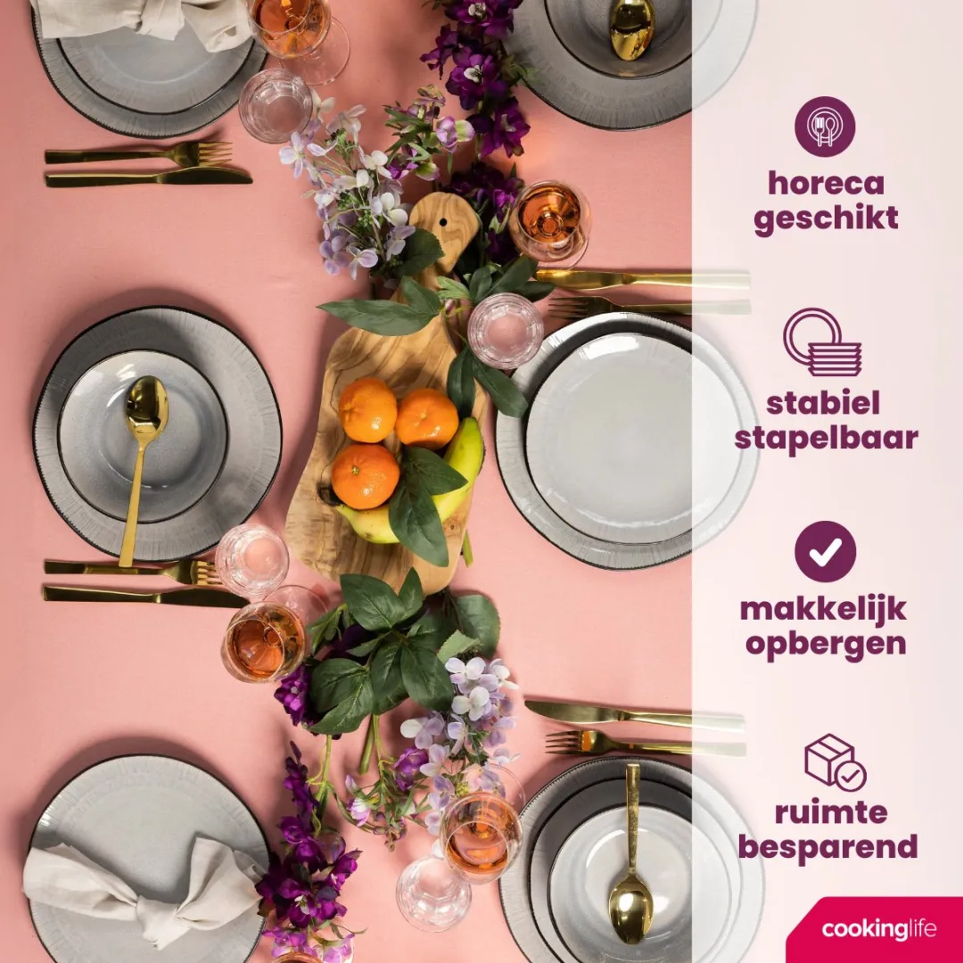 Cookinglife Nola Ontbijtborden - 6 Stuks ø 21cm - Grijs