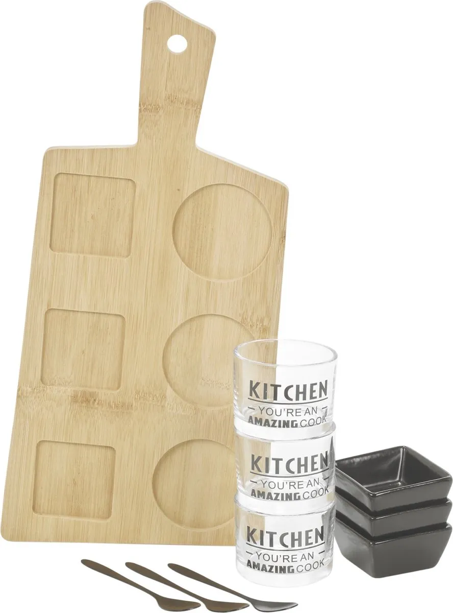 Excellent Houseware Amuse/Aperitief Set 10-delig - Bamboe - Zwart