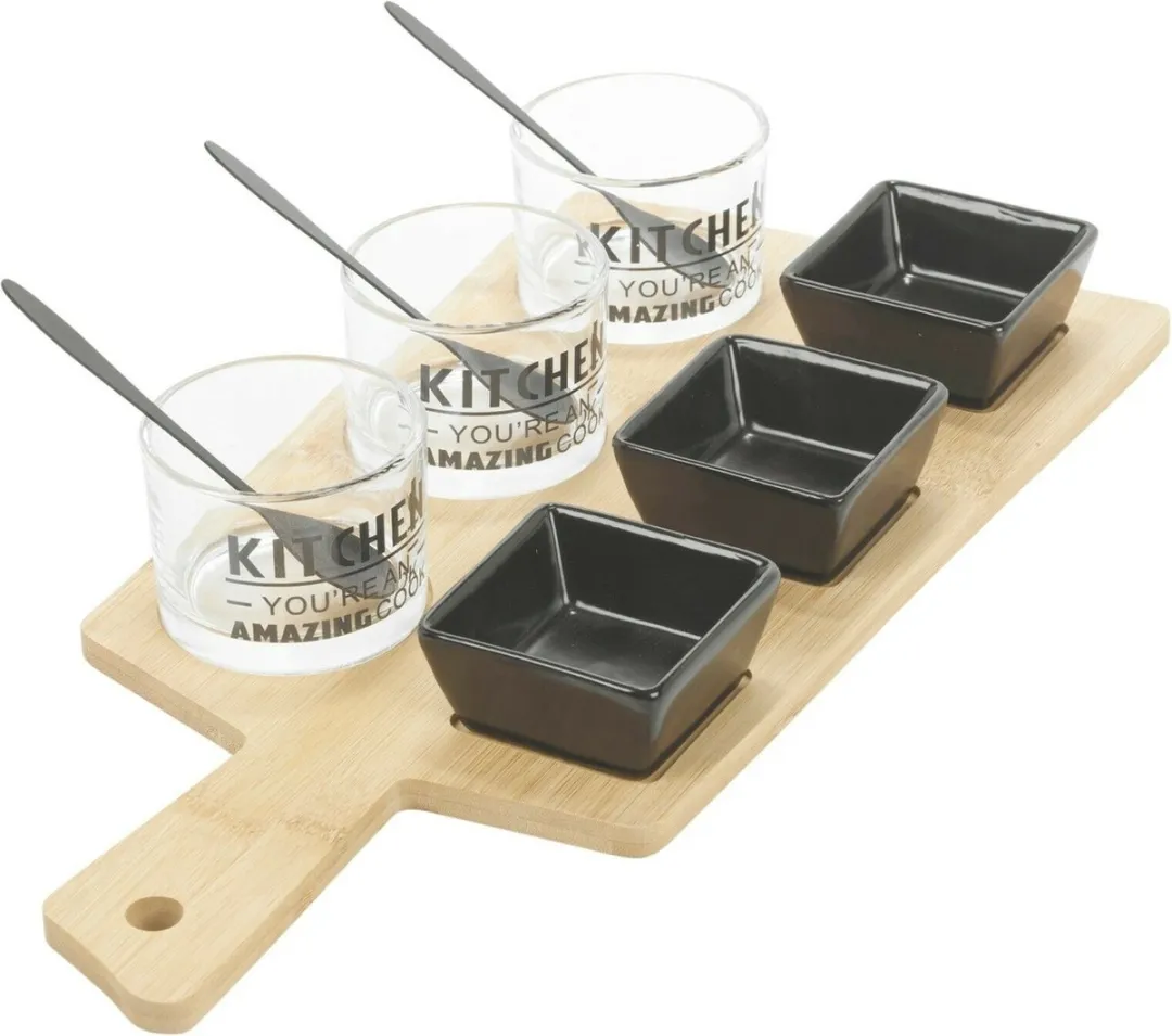 Excellent Houseware Amuse/Aperitief Set 10-delig - Bamboe - Zwart