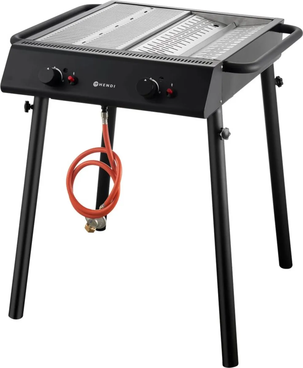 HENDI Krachtige Gasgrill 2 Branders 9,5kW - Zwart
