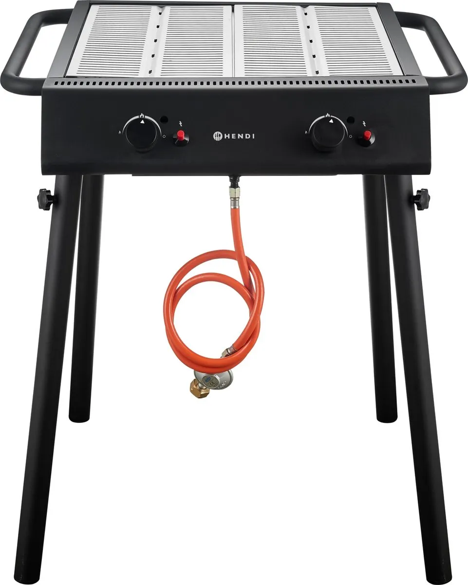 HENDI Krachtige Gasgrill 2 Branders 9,5kW - Zwart
