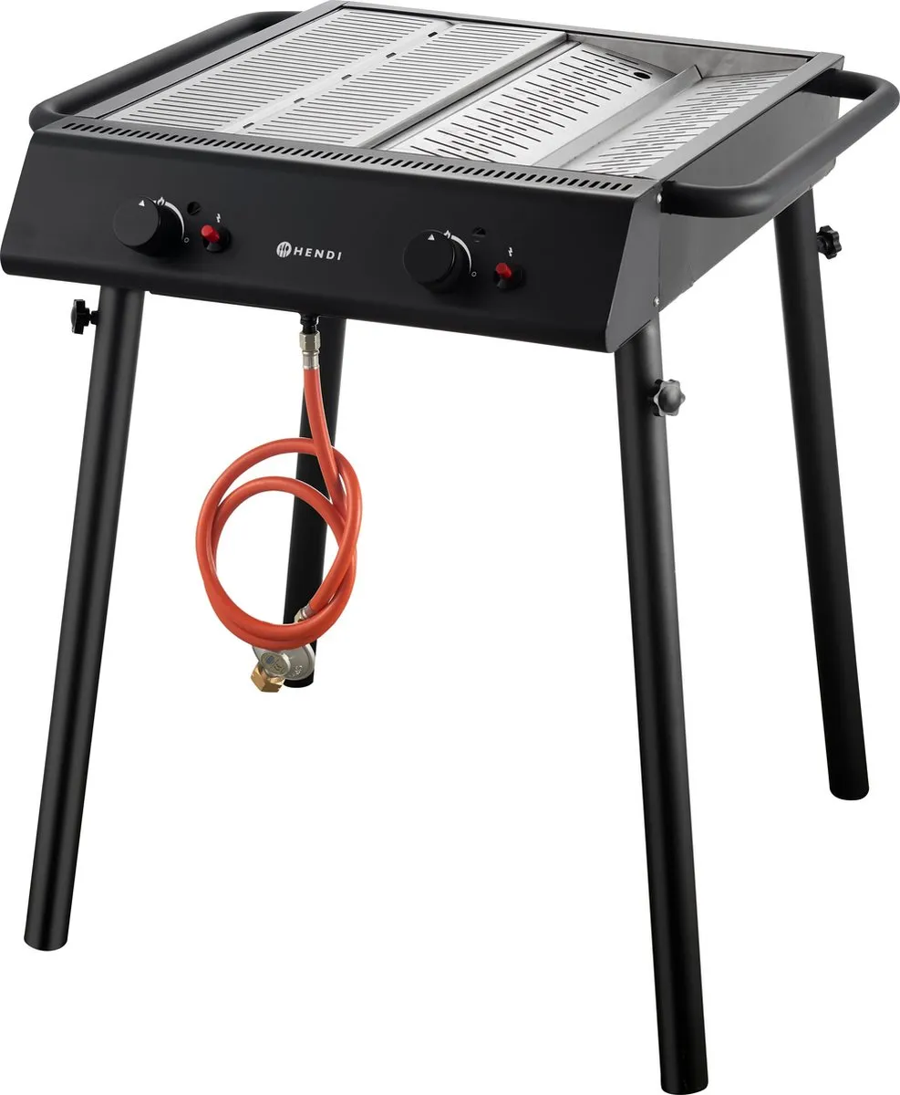 HENDI Krachtige Gasgrill 2 Branders 9,5kW - Zwart