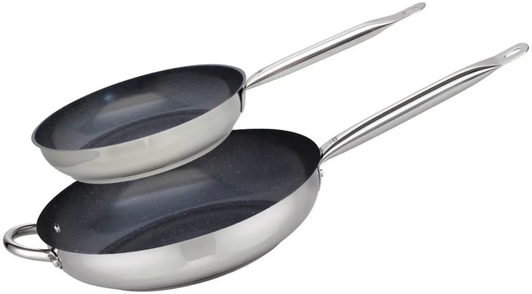 Fackelmann Elo 9804850 Set Roestvrijstalen Pannen 24cm & 32cm - Zwart/Grijs