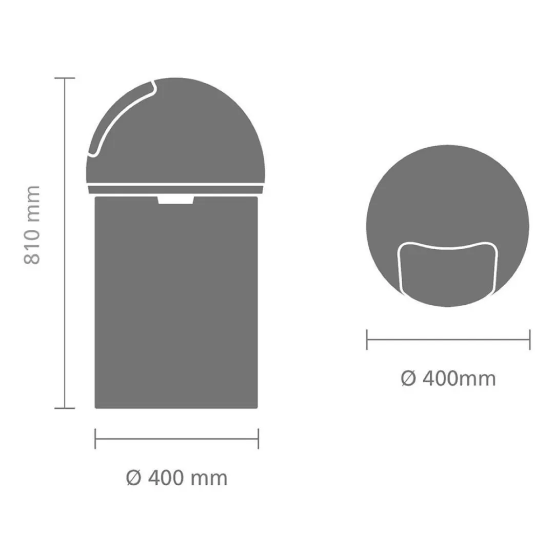 Brabantia Push Bin Prullenbak 60L - Brilliant Steel - afbeelding 6 van 6