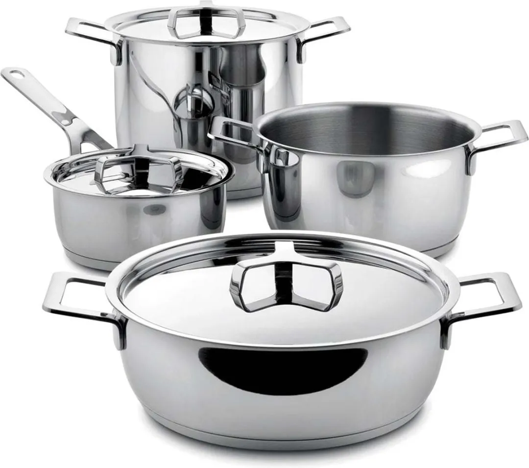 Alessi Jasper Morrison Pannenset 4-delig - Zilver - afbeelding 6 van 6