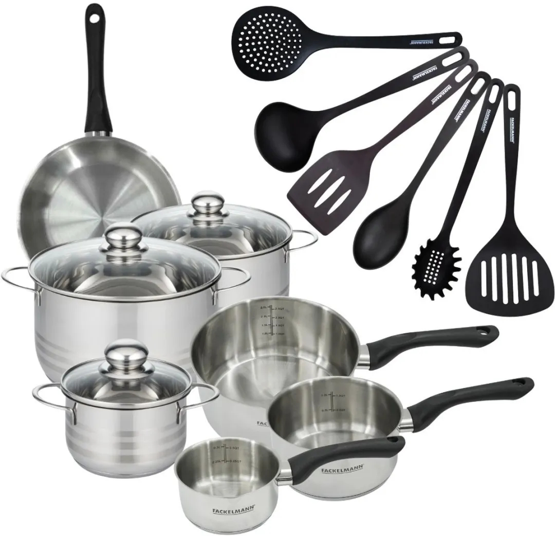 Fackelmann 9357650B88 Kookset - 3 Pannen 12/16/20cm - Roestvrij staal
