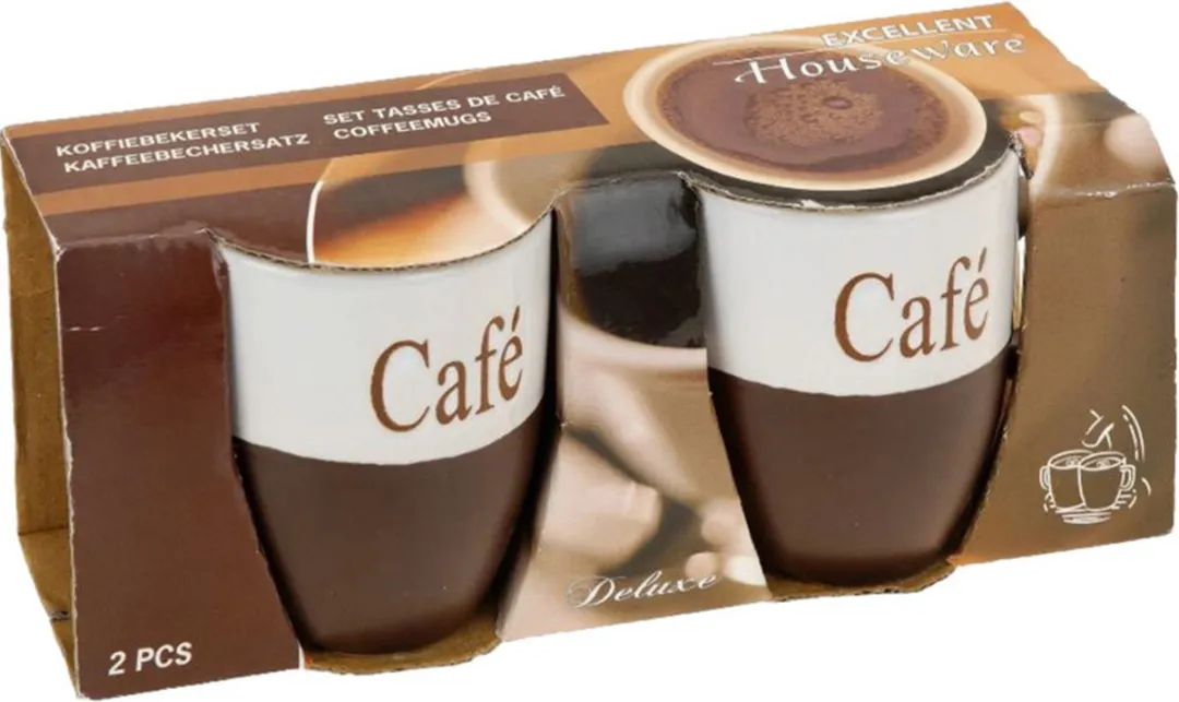 Excellent Houseware Koffiemok - 8 Stuks Donkerbruin 150ml