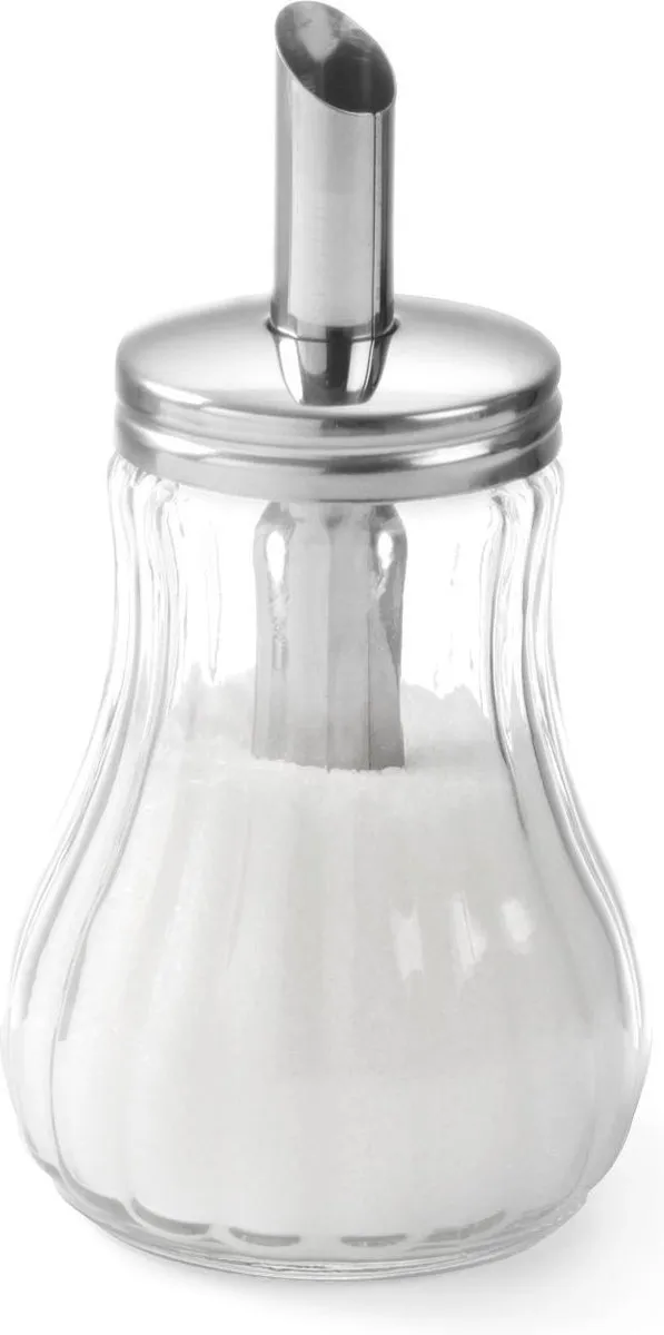 HENDI Suikerstrooier 0,2L - Glazen Body Zilver