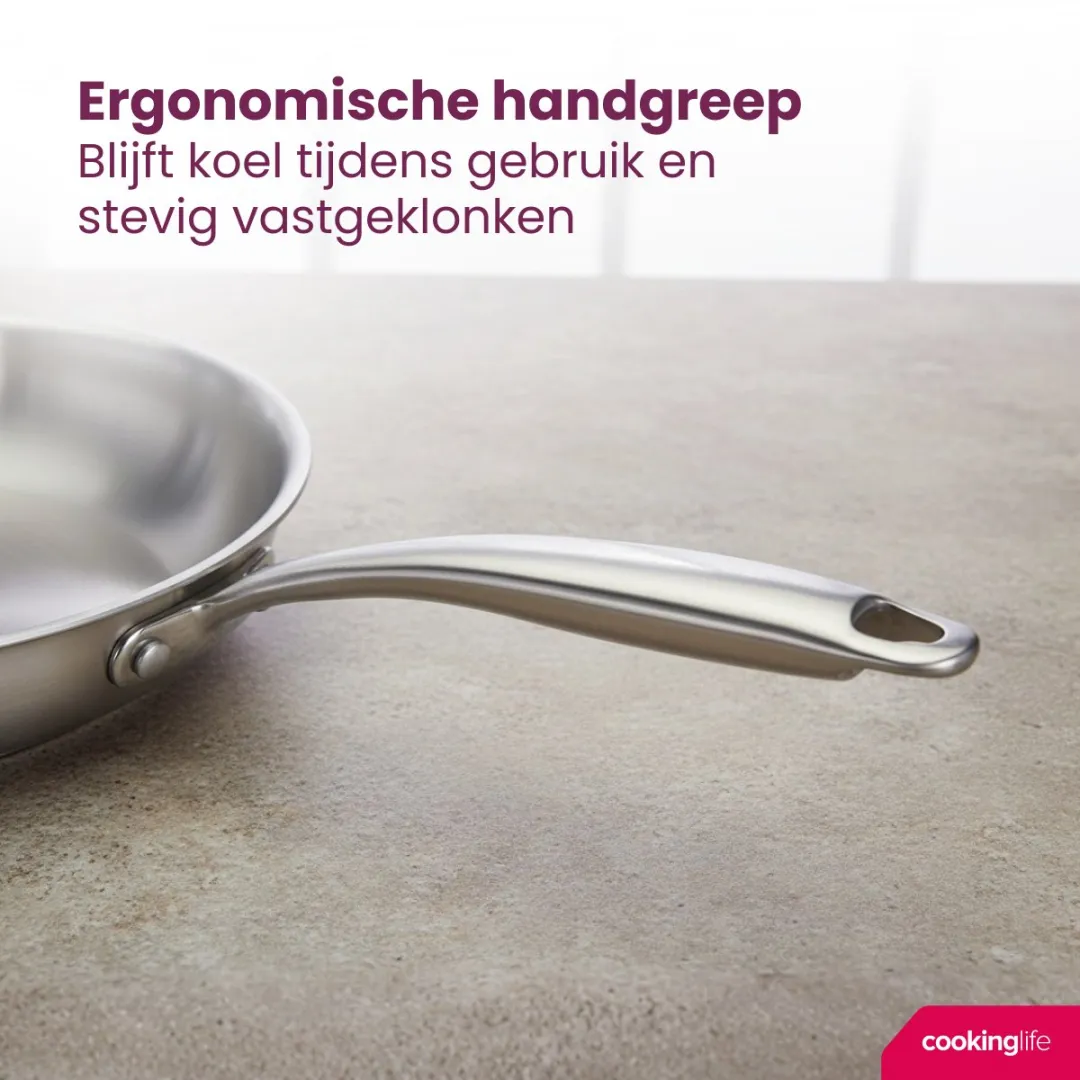 Cookinglife Superior Triply Koekenpan 20cm - RVS - PFAS-vrij