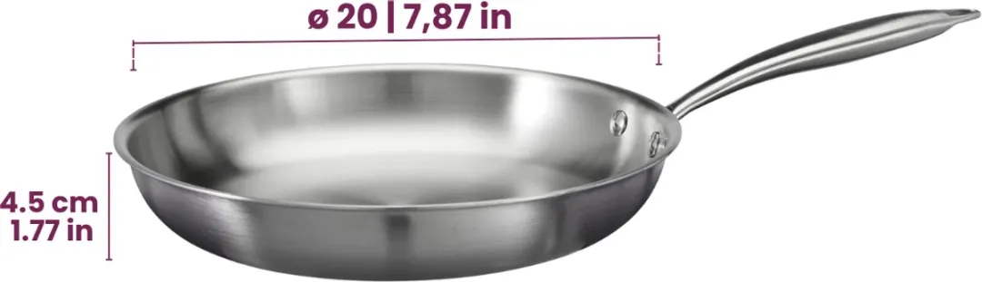 Cookinglife Superior Triply Koekenpan 20cm - RVS - PFAS-vrij