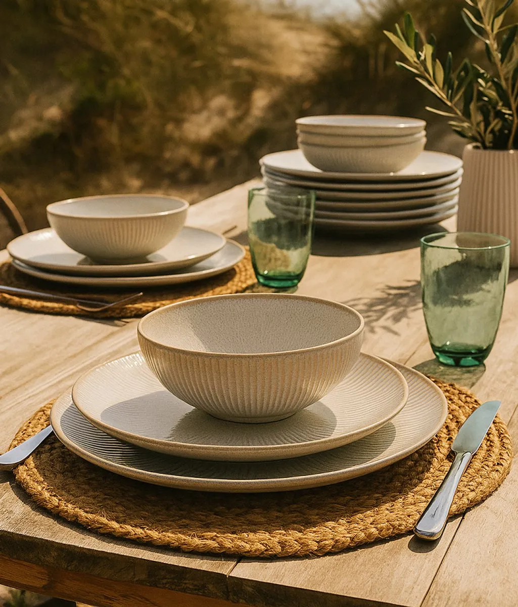 Cookinglife Coastal Lines Ontbijtborden - 6 Stuks ø 21cm - Beige