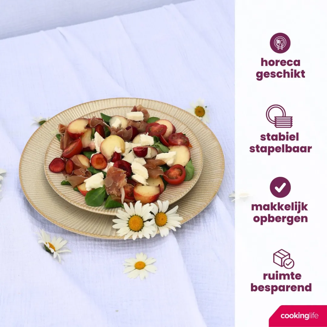 Cookinglife Coastal Lines Ontbijtborden - 6 Stuks ø 21cm - Beige