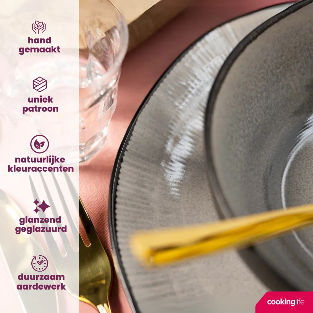 Cookinglife Kom Nola Warm Grey Servies - 6-delig - Ø14cm