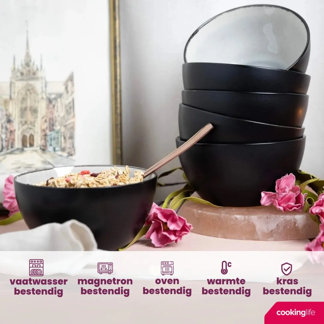 Cookinglife Kom Nola Warm Grey Servies - 6-delig - Ø14cm