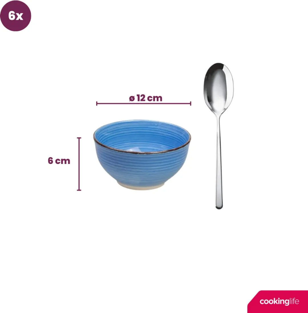 Cookinglife Delice Blue Kleine Kommen Set - 6 Stuks ø 12cm