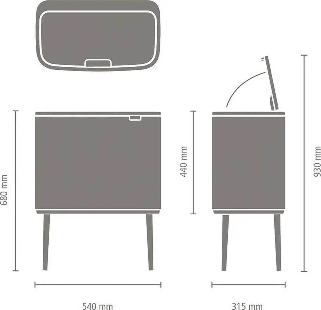 Brabantia Bo Touch Bin Prullenbak 3x11L - 3 Vakken Matt Steel