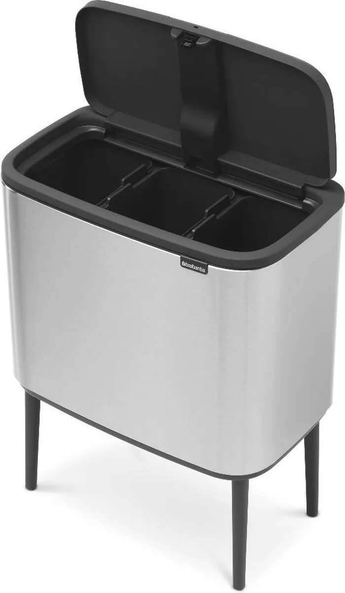 Brabantia Bo Touch Bin Prullenbak 3x11L - 3 Vakken Matt Steel