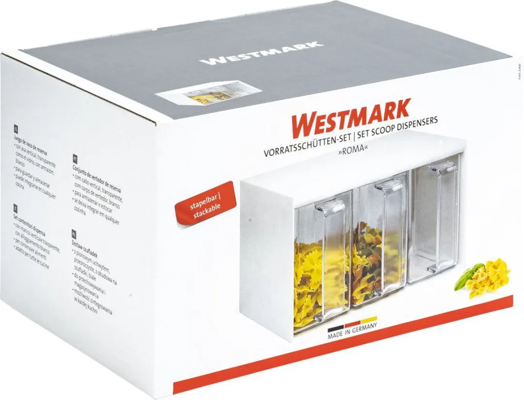 Westmark Roma Kastje met 3 Voorraadbakjes 1L - Transparant/Wit