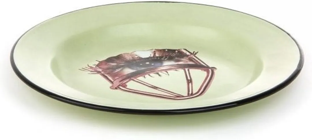 Seletti 2ST Emaille Bord Eye - Ø26cm - Limoen Groen