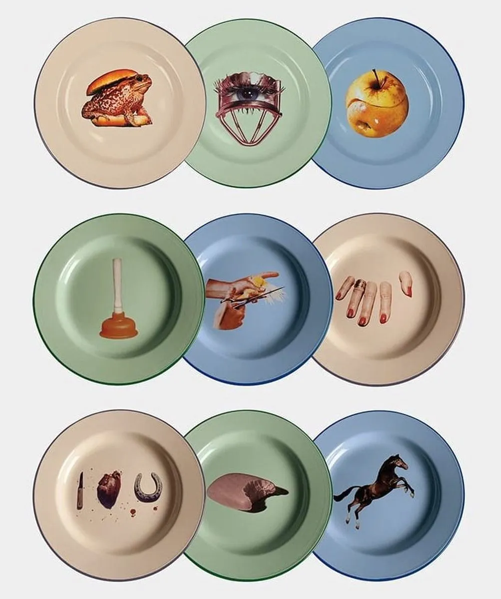 Seletti 2ST Emaille Bord Eye - Ø26cm - Limoen Groen