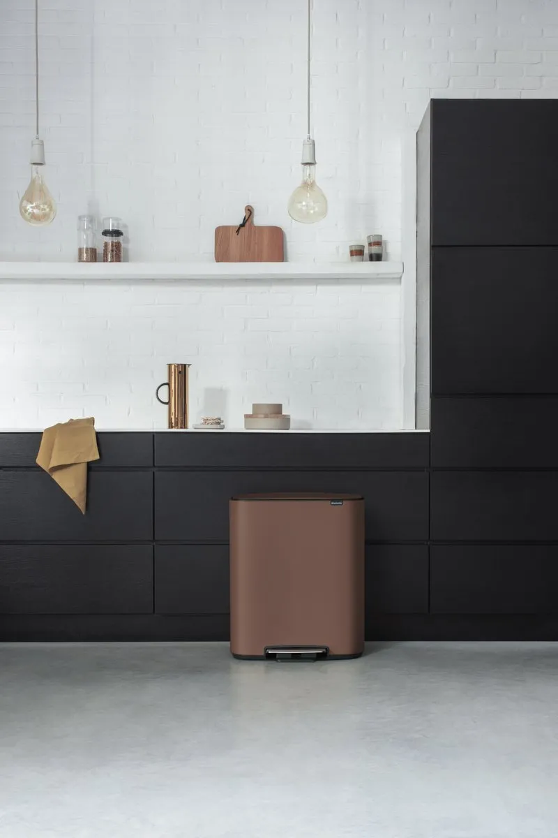 Brabantia Bo Prullenbak 2x30L - Afvalscheiding - Satin Taupe - afbeelding 4 van 6