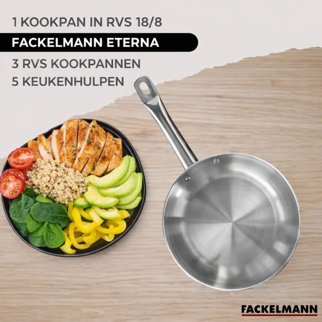 Fackelmann 9200150B88 Keukenset - 4 Pannen + 5 Keukengerei Roestvrij staal